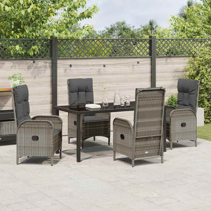 Garten Essgruppe mit Kissen 5 pcs Grau Poly Rattan
