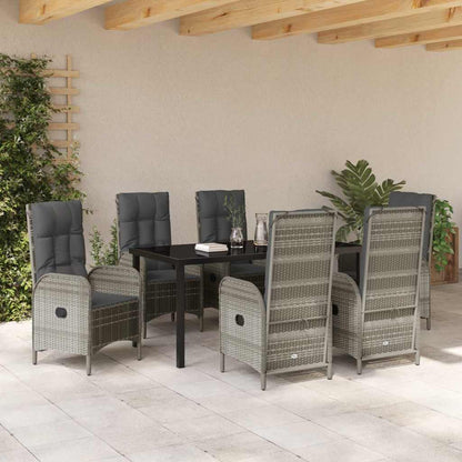 Garten Essgruppe mit Kissen 7 pcs Grau Poly Rattan