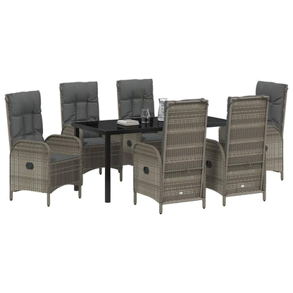 Garten Essgruppe mit Kissen 7 pcs Grau Poly Rattan