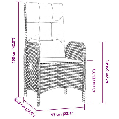 Garten Essgruppe mit Kissen 7 pcs Grau Poly Rattan