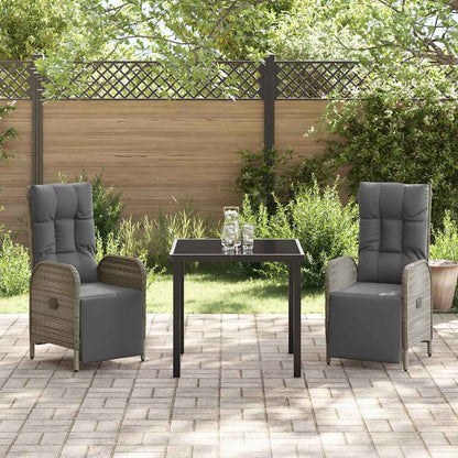 Garten Essgruppe mit Kissen 3 pcs Grau Poly Rattan