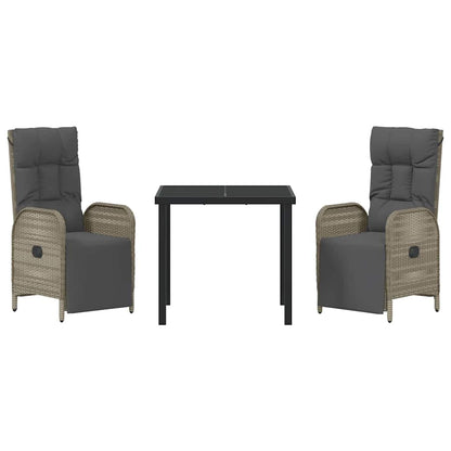 Garten Essgruppe mit Kissen 3 pcs Grau Poly Rattan