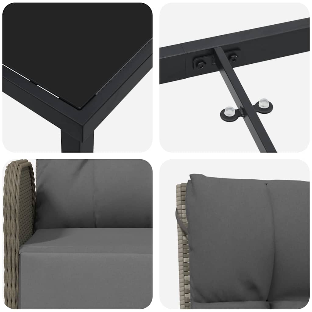 Garten Essgruppe mit Kissen 5 pcs Grau Poly Rattan