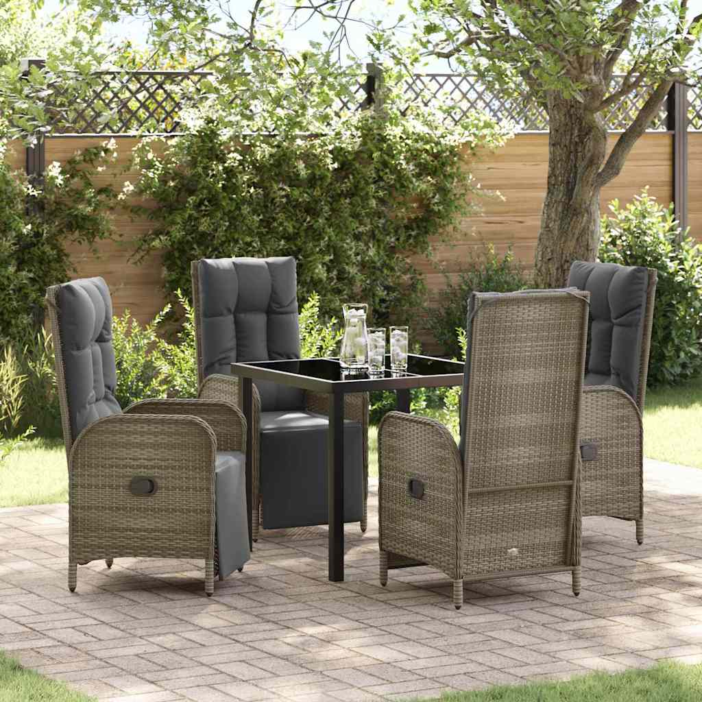 Garten Essgruppe mit Kissen 5 pcs Grau Poly Rattan