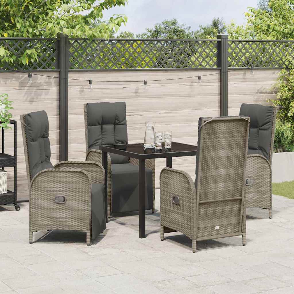 Garten Essgruppe mit Kissen 5 pcs Grau Poly Rattan