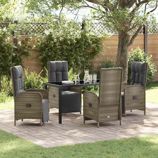 Garten Essgruppe mit Kissen 5 pcs Grau Poly Rattan