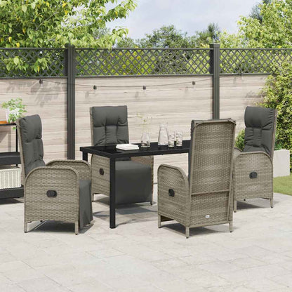 Garten Essgruppe mit Kissen 5 pcs Grau Poly Rattan