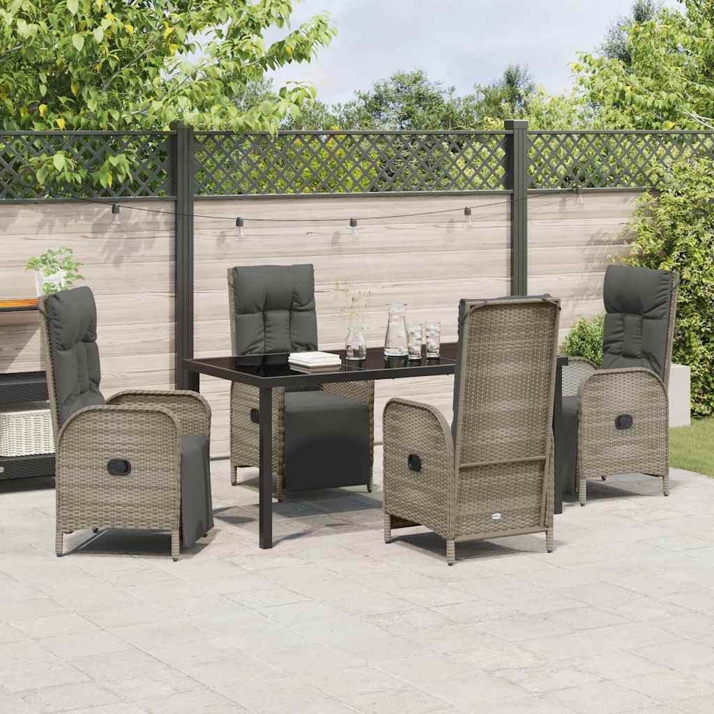 Garten Essgruppe mit Kissen 5 pcs Grau Poly Rattan