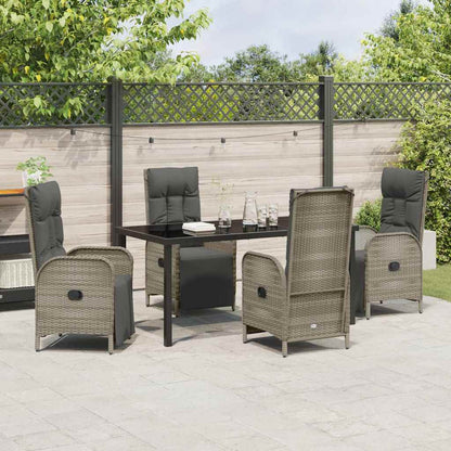 Garten Essgruppe mit Kissen 5 pcs Grau Poly Rattan