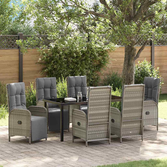 Garten Essgruppe mit Kissen 7 pcs Grau Poly Rattan