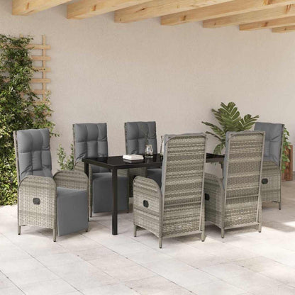 Garten Essgruppe mit Kissen 7 pcs Grau Poly Rattan