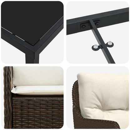 Garten Essgruppe mit Kissen 3 pcs Braun Poly Rattan