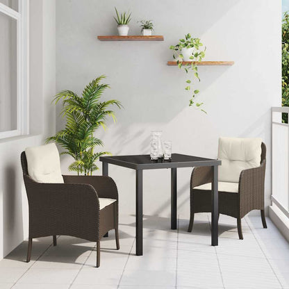Garten Essgruppe mit Kissen 3 pcs Braun Poly Rattan