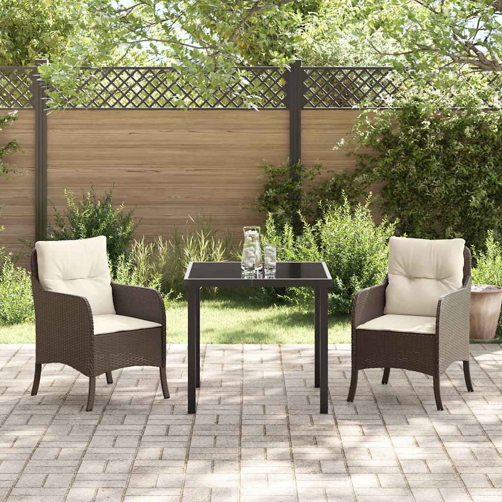 Garten Essgruppe mit Kissen 3 pcs Braun Poly Rattan
