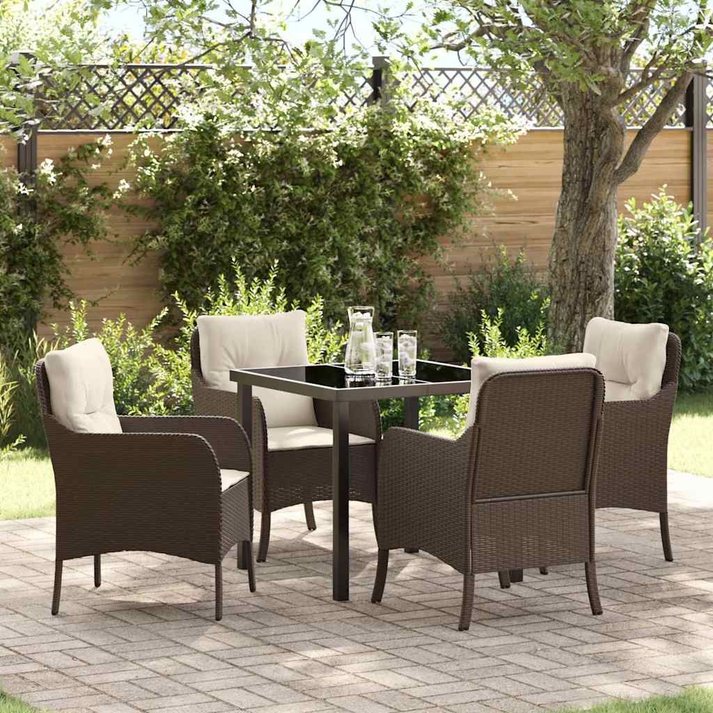 Garten Essgruppe mit Kissen 5 pcs Braun Poly Rattan