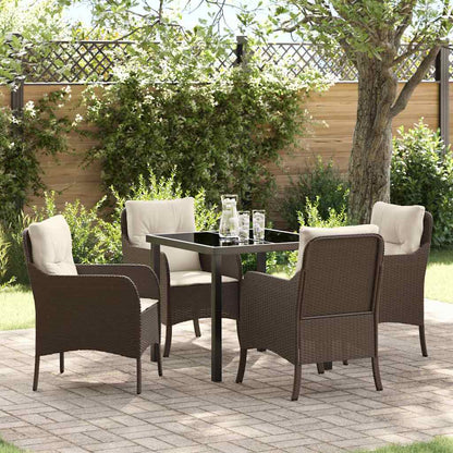 Garten Essgruppe mit Kissen 5 pcs Braun Poly Rattan