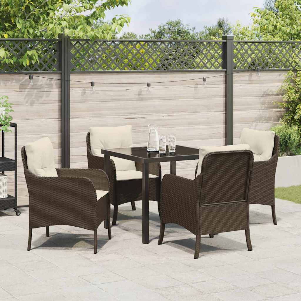 Garten Essgruppe mit Kissen 5 pcs Braun Poly Rattan