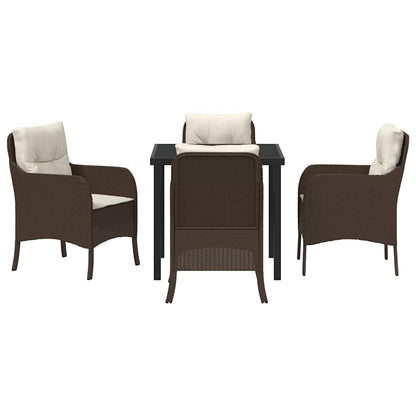 Garten Essgruppe mit Kissen 5 pcs Braun Poly Rattan