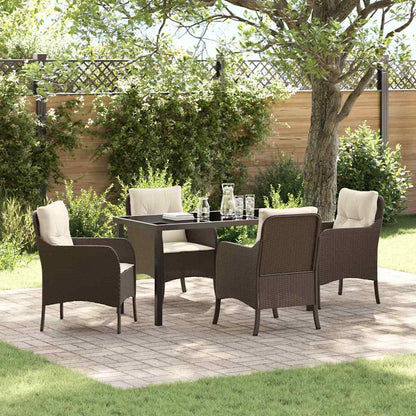 Garten Essgruppe mit Kissen 5 pcs Braun Poly Rattan