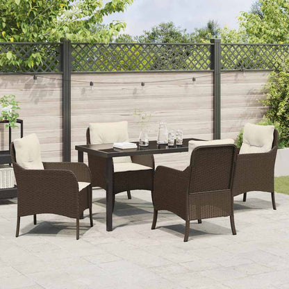 Garten Essgruppe mit Kissen 5 pcs Braun Poly Rattan