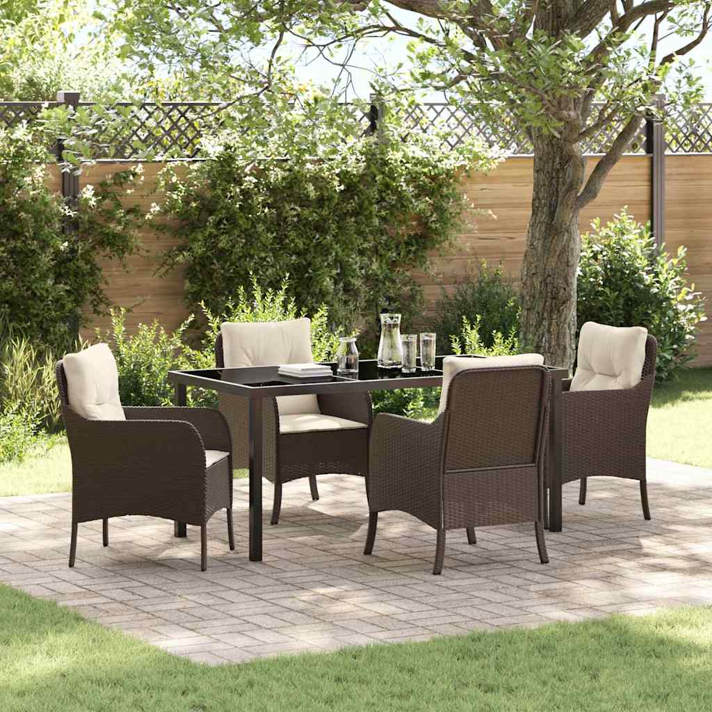Garten Essgruppe mit Kissen 5 pcs Braun Poly Rattan