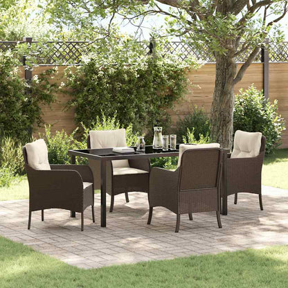 Garten Essgruppe mit Kissen 5 pcs Braun Poly Rattan