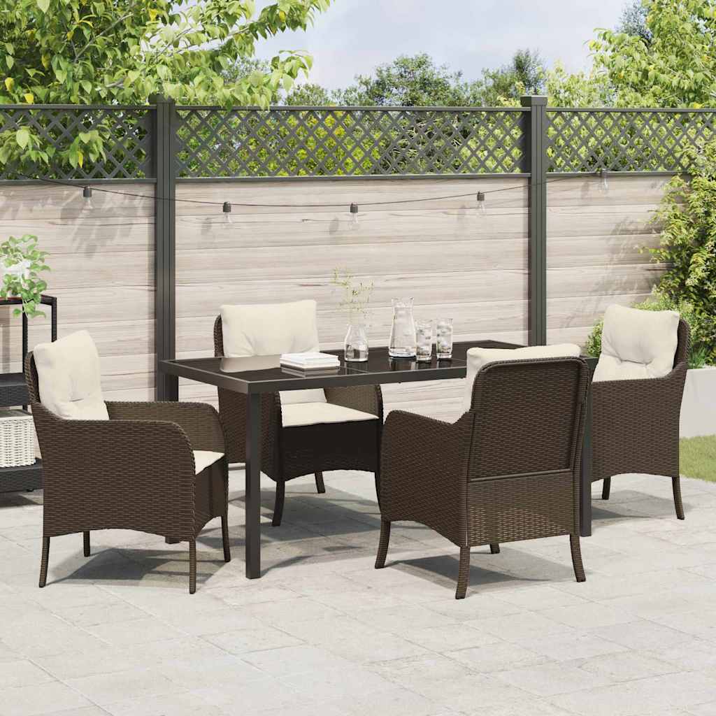 Garten Essgruppe mit Kissen 5 pcs Braun Poly Rattan