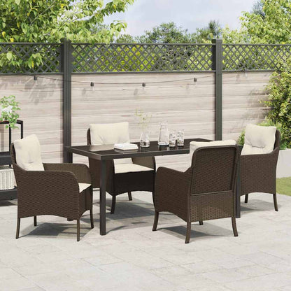 Garten Essgruppe mit Kissen 5 pcs Braun Poly Rattan