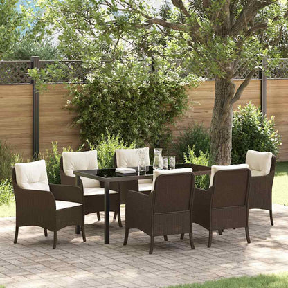 Garten Essgruppe mit Kissen 7 pcs Braun Poly Rattan