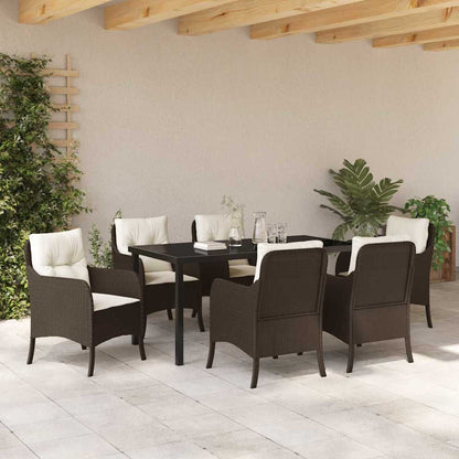 Garten Essgruppe mit Kissen 7 pcs Braun Poly Rattan