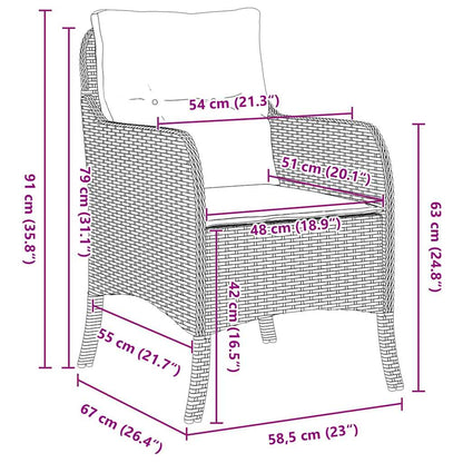 Garten Essgruppe mit Kissen 7 pcs Braun Poly Rattan