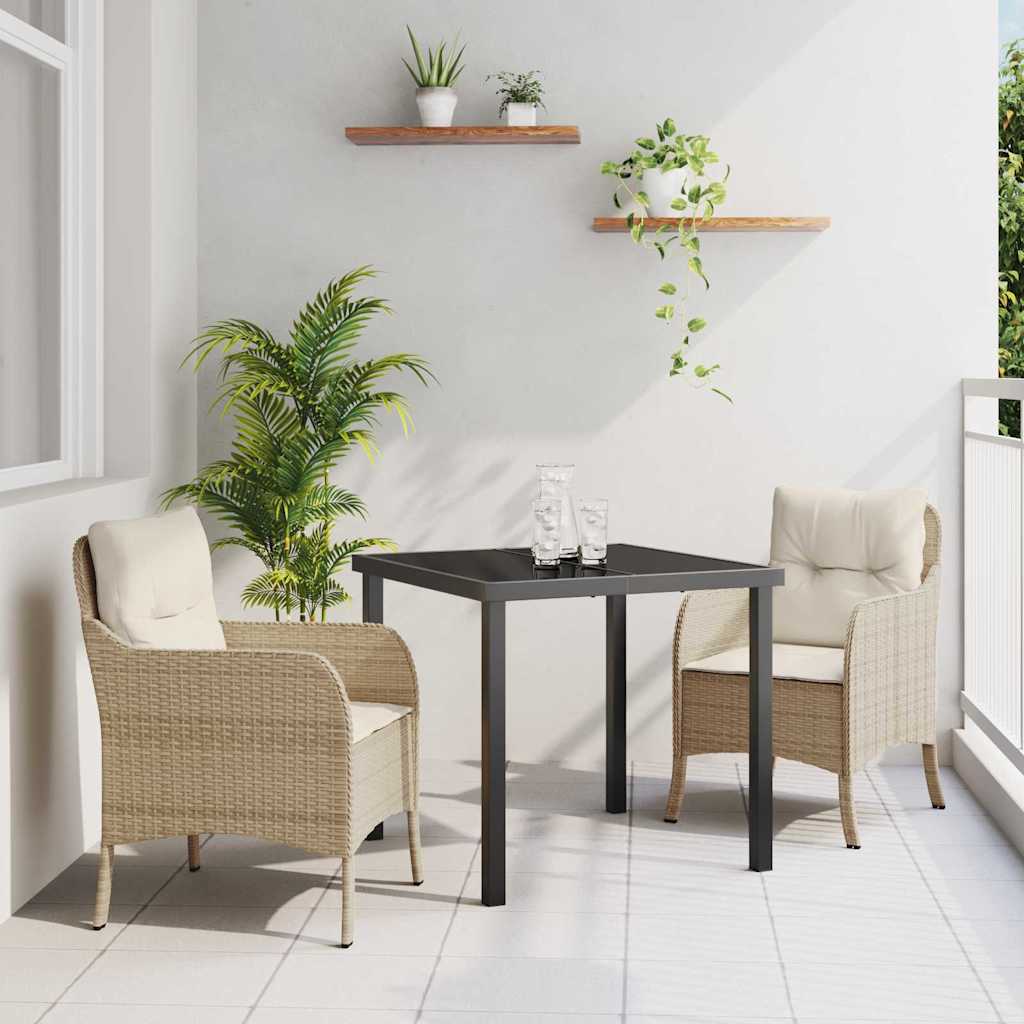 Garten Essgruppe mit Kissen 3 pcs Beige Poly Rattan