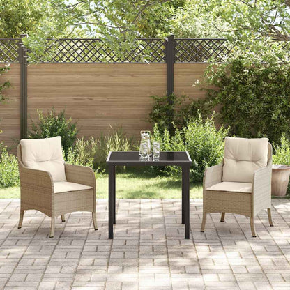 Garten Essgruppe mit Kissen 3 pcs Beige Poly Rattan