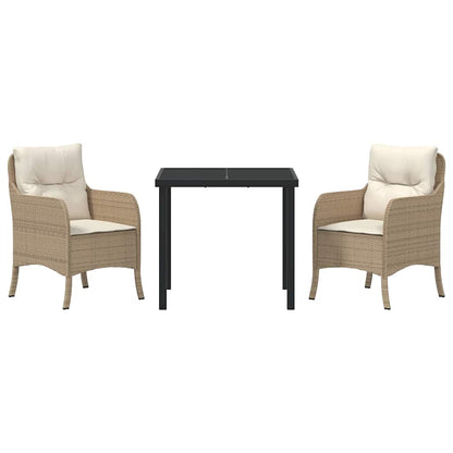 Garten Essgruppe mit Kissen 3 pcs Beige Poly Rattan