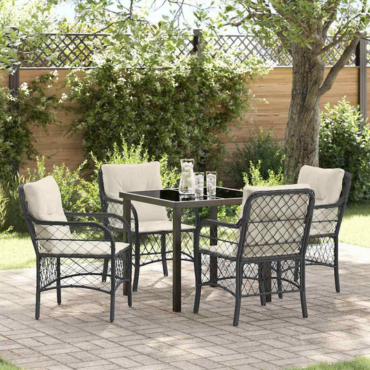Garten Essgruppe mit Kissen 5 pcs Schwarz Poly Rattan