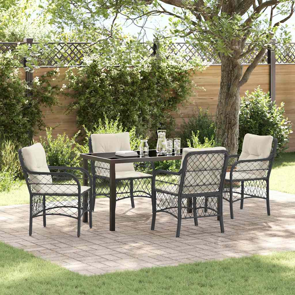 Garten Essgruppe mit Kissen 5 pcs Schwarz Poly Rattan