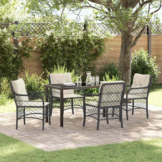 Garten Essgruppe mit Kissen 5 pcs Schwarz Poly Rattan