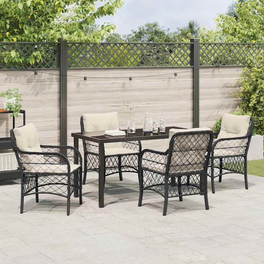 Garten Essgruppe mit Kissen 5 pcs Schwarz Poly Rattan