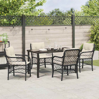 Garten Essgruppe mit Kissen 5 pcs Schwarz Poly Rattan