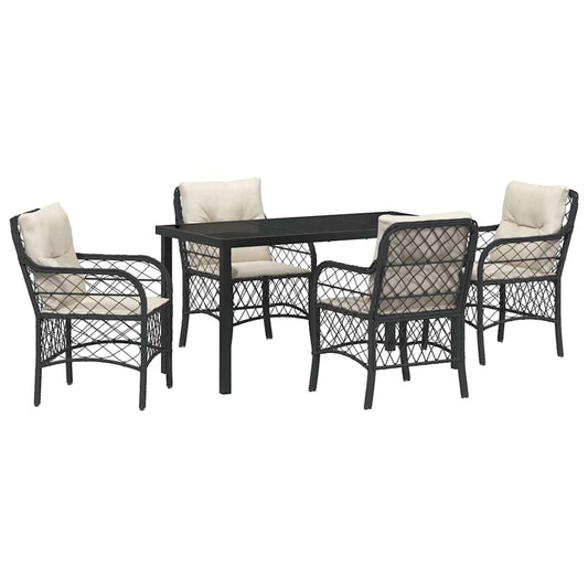 Garten Essgruppe mit Kissen 5 pcs Schwarz Poly Rattan
