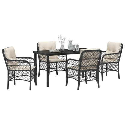 Garten Essgruppe mit Kissen 5 pcs Schwarz Poly Rattan