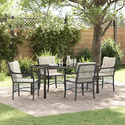 Garten Essgruppe mit Kissen 5 pcs Schwarz Poly Rattan