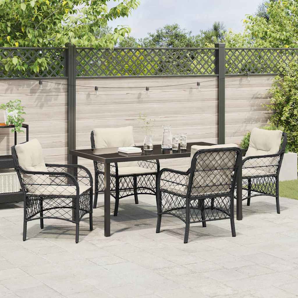 Garten Essgruppe mit Kissen 5 pcs Schwarz Poly Rattan