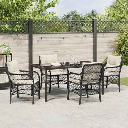 Garten Essgruppe mit Kissen 5 pcs Schwarz Poly Rattan