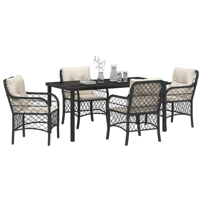 Garten Essgruppe mit Kissen 5 pcs Schwarz Poly Rattan