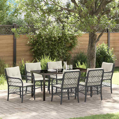 Garten Essgruppe mit Kissen 7 pcs Schwarz Poly Rattan