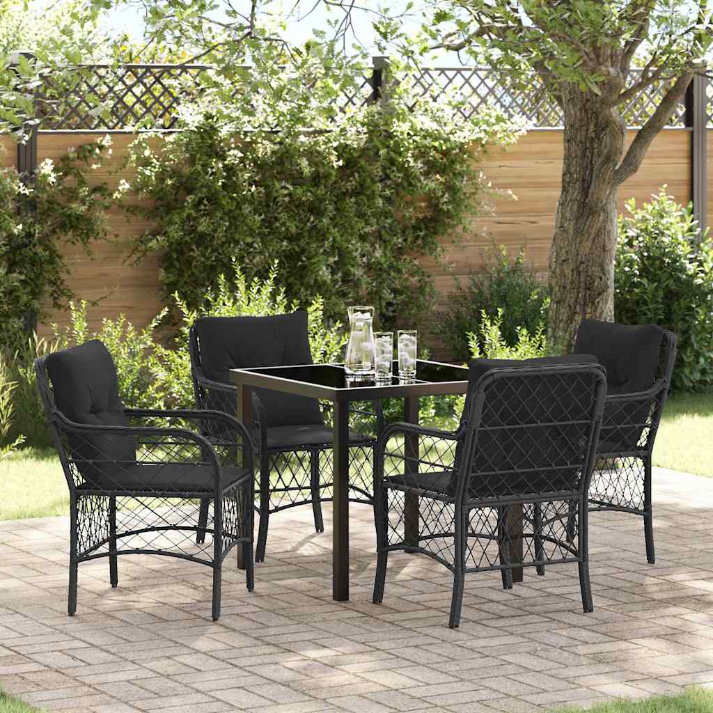 Garten Essgruppe mit Kissen 5 pcs Schwarz Poly Rattan