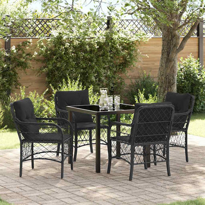 Garten Essgruppe mit Kissen 5 pcs Schwarz Poly Rattan