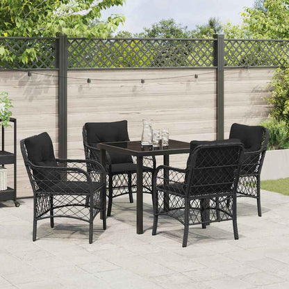 Garten Essgruppe mit Kissen 5 pcs Schwarz Poly Rattan