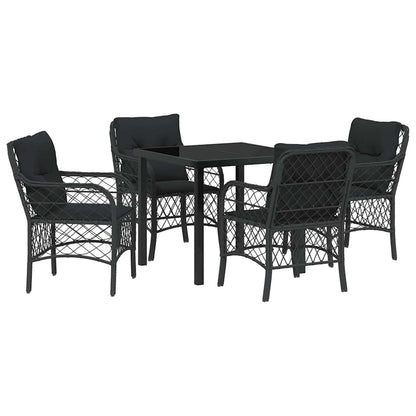 Garten Essgruppe mit Kissen 5 pcs Schwarz Poly Rattan
